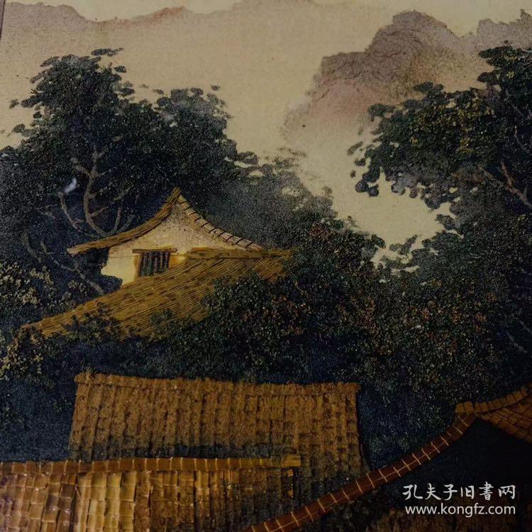 军声画院 李军声作 砂石画《村头清趣》一幅(52cm*42cm)