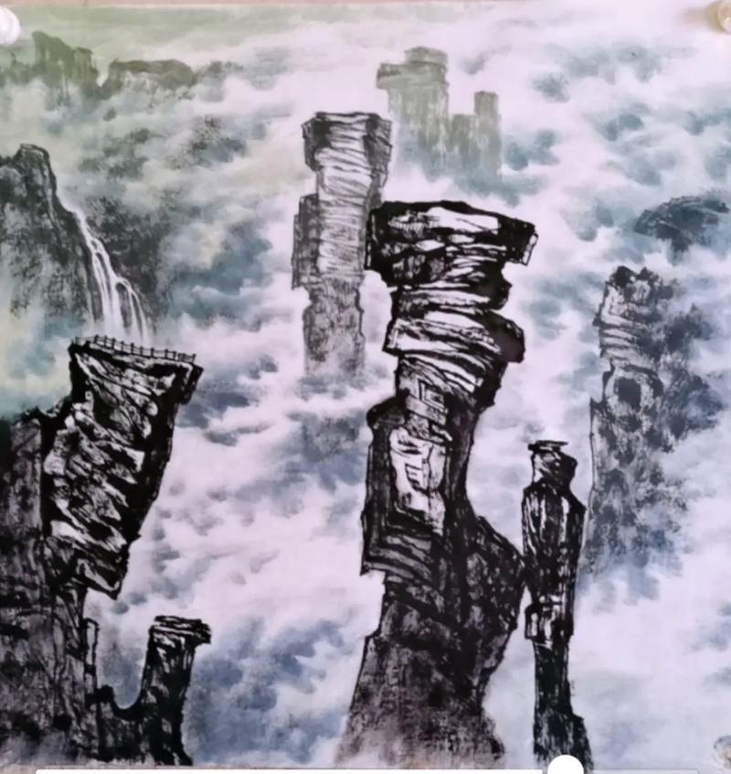 68*68彩墨山水 厅堂画 《情系张家界》 画语: 霁天