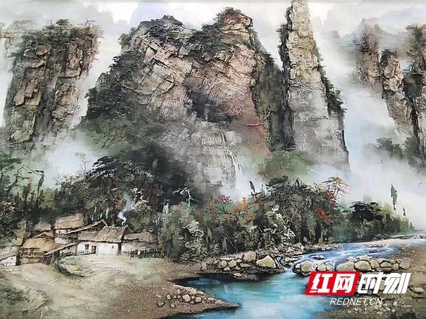 巨幅砂石画亮相张家界，自然艺术点亮山水奇观