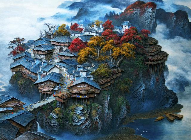 乾州古城的砂石画 用大地肌理讲述湘西秘境